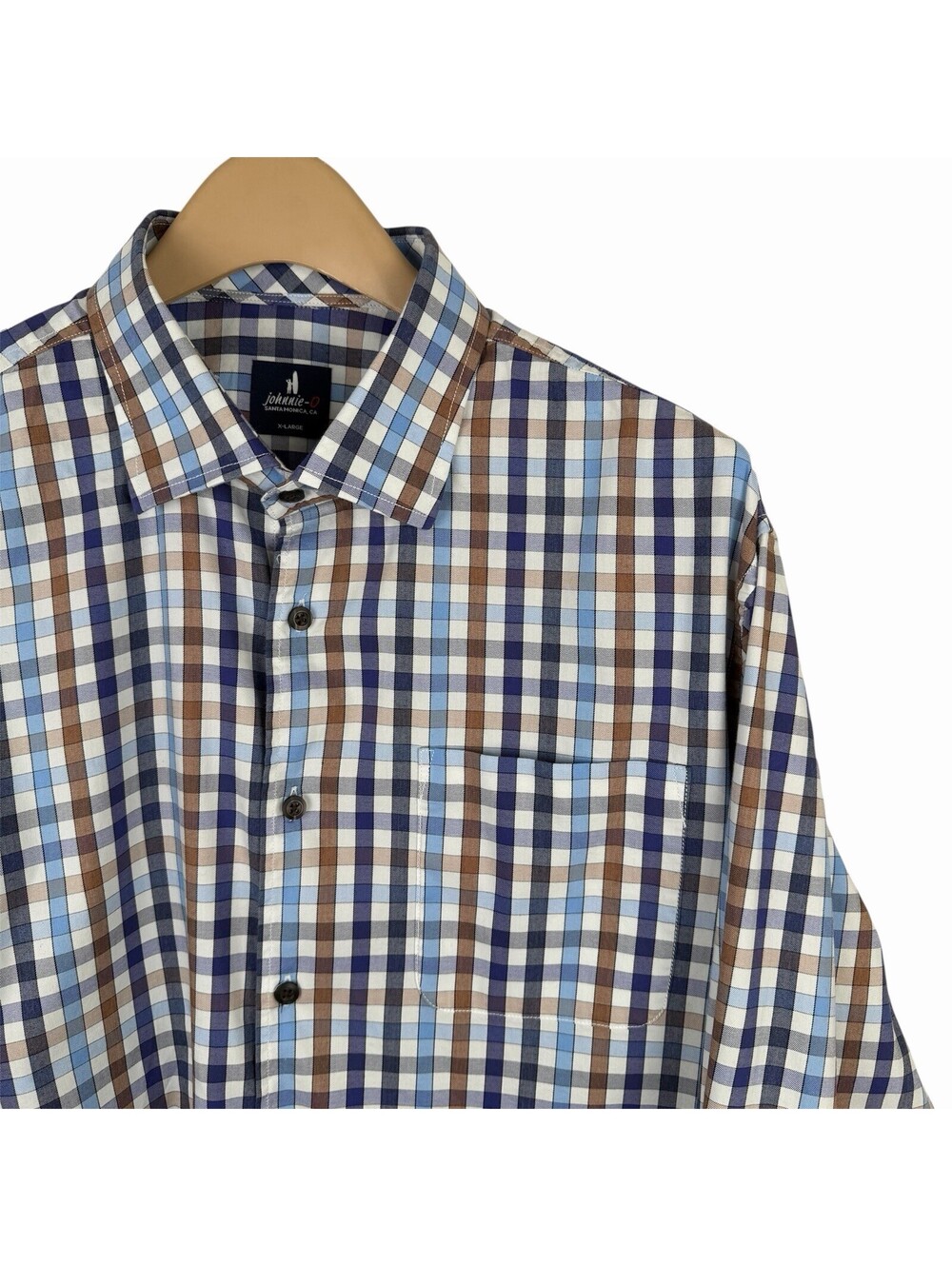 Johnnie-O Dartmouth Shirt XL Laguna Blue Plaid Long Sleeve Button Down Tucked